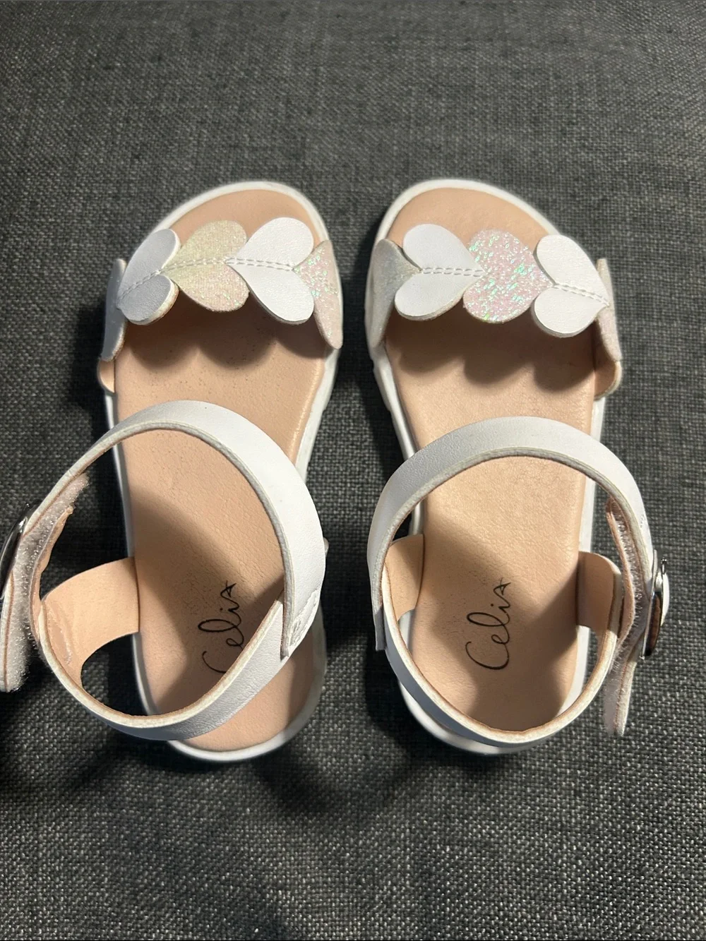 CECELIA NEW YORK White Girls Glitter Floral Strap Sandals